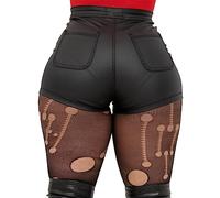 Zebaexf Womens Casual Faux Leather Shorts, Matte-Black, S