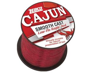 Zebco Cajun Smooth Cast Monofilament Fishing Line, Low-Vis Ragin’ Red Quarter Pound Spool, 275-Yards, 50-Pound, Virtually Invisible, Natural Presentation