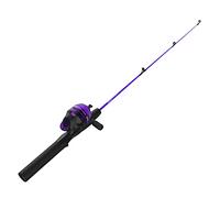 Zebco Dock Demon Spincast Reel and Fishing Rod Combo, 30-Inch Durable Fiberglass Rod, Quickset Anti-Reverse Fishing Reel, Purple, 20