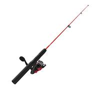 Zebco Dock Demon Spinning Reel and Fishing Rod Combo, 30-inch 1-Piece Fiberglass Fishing Pole, EVA Rod Handle, Size 10 Reel, Powertrain Drag, Pre-Spooled with 6-Pound Zebco Line, Red