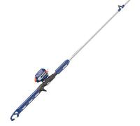 Zebco Kids Wilder Spincast Reel and Fishing Rod Combo, 4-Foot 3-Inch 2-Piece Fishing Pole, Size 20 Reel, Changeable Right- or Left-Hand Retrieve, Pre-Spooled with 6-Pound Zebco Cajun Line, Blue/Orange