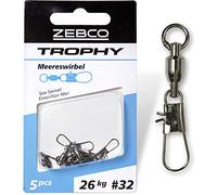 Zebco Quality Trophy Sea Swivel Fishing Accessories Swivels Fishing Small Parts Fishing Accessories Various Size 60 L 60 mm 54 kg Pack of 3