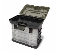 Zebco Trophy Tackle Box Station, Fishing Tackle Storage Tower, Four Trays with Dividers, Lid Compartment, Carry Handle, Code Z0800022.