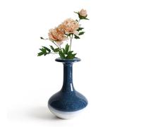 ZEBERBO Bud Vase, Blue Ceramic Bud Vase for Modern Home Decor, Flower Bud Vase for Centerpieces Minimalism Style Fit Table Shelf Fireplace Bedroom Kitchen Living Room Office (Blue & White)