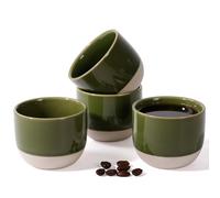 ZEBERBO Ceramic Espresso Cups Set of 4, Double Walled Espresso Coffee Mugs for Nespresso Cups, Special glazed Demitasse Cups Expresso Coffee Cup for Machine (Jade Green)
