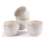 ZEBERBO Ceramic Espresso Cups Set of 4, Double Walled Espresso Coffee Mugs for Nespresso Cups, Special Glazed Demitasse Cups Coffee Cup for Machine (White)