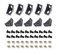 Zeberoxyz 10PCS 2028 Corner Bracket Black Right Angle with Screws 20Series 2 Hole Aluminum Brackets for Slot 6mm Aluminum Extrusion Profile Accessories (10pcs Black with Nut)