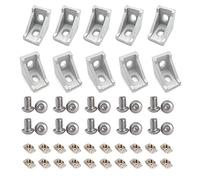 Zeberoxyz 10PCS 2028 Corner Bracket Silver Right Angle with Screws 20Series 2 Hole Aluminum Brackets for Slot 6mm Aluminum Extrusion Profile Accessories (10pcs Silver with Nut)