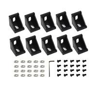 Zeberoxyz 10PCS 3030 Corner Bracket Black Right Angle with M6 Screws 3030Series 2 Hole Aluminum Brackets for Slot 8mm Aluminum Extrusion Profile Accessories (3030 Series Black with Nut)