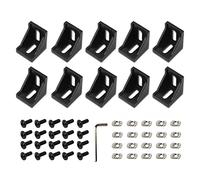 Zeberoxyz 10PCS 4040 Corner Bracket Black Right Angle with M6 Screws 4040Series 2 Hole Aluminum Brackets for Slot 8mm Aluminum Extrusion Profile Accessories (4040 Series Black with Nut)