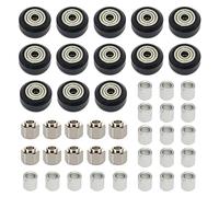 Zeberoxyz 13pcs 3D Printer Parts POM Pulley Wheels Kit with Bearing+10pcs Hexagonal Eccentric Column+20pcs Round Isolation Column for CR10, Ender 3, Ender 3 Pro, Ender 5 (43pcs/kit POM Wheels)