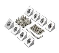 Zeberoxyz 8PCS Silver Angle Sharp Corner Bracket Connector with 16PCS M5x10mm Screws,16PCS M5 T-Nuts for 2020Series Slot 6mm Aluminum Extrusion Profile Accessories (8pcs Sharp Corner-Silver)