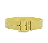 ZEBEYE Ladies Belts,Women Wide Leather Belt Classic Solid Color Large Square Buckle Ladies Waistband Retro Cinch Belt High Waist Wide Belt For Dress Shirt Jumpsuit Overcoat (Color : Lemon Yellow)