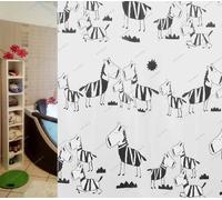 Zebi Black Shower Curtain 180 x 200cm. 100% PEVA, Zebra Motif