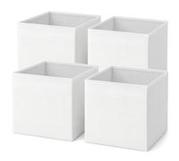 Zebi White Fabric Storage Boxes 4 Pack, 33 x 38 x 33 cm, Cube Storage Bins, Shelf Organiser Baskets, Wardrobe Clothes Toy Book Containers cube cubby shelf bin basket closet cabinet cupboard bedroom