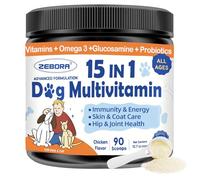 ZEBORA Dog Multivitamin Powder with Glucosamine, Dog Vitamins and Supplements for Immune Support, Skin and Coat Supplement with Omega 3 for Allergy Relief, Probiotics for Digestive & Gut Health