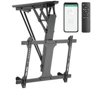 ZeboZap ZZTVC8864 Motorized Ceiling TV Mount Flip Down for Outdoor Patio, Electric Folding TV Mount with Remote Control, Fits 32-70" Screens, Holds 77lbs, Black