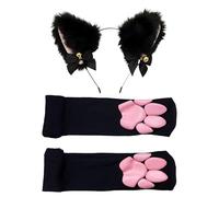 ZeBQrphio 2 Pcs Cat Paw Socks, Black Thigh High Socks with Adorable Paws, Paw Socks for Cosplay, Cat Ear Hairpin, Themed Parties(1 pcs Cat Paw Socks and 1 pcs Cat Ear Hairpin)