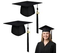 ZeBQrphio 2 Pcs Graduation Cap with 2026, Adjustable Graduation Hat Headband for Ceremonies and Celebrations, Black Square Mortarboard Academic Graduation Accessory