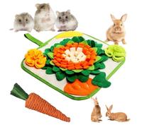 ZeBQrphio 2 Pcs Rabbit Enrichment Toys, Interactive Foraging Rabbit Toys Mat with Chew Carrot, Boredom Breaker for Rabbits and Guinea Pigs,Guinea Pig Toys 30x30cm Felt Mat With Woven Carrot