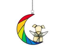ZeBQrphio Dog Memorial Gifts, Personalized Moon Hanging Ornament for Pet Bereavement, Memorial Decor for Dog Lovers, Pet Loss Gifts, Suncatcher Window Hanging