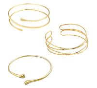 ZeBQrphio Gold Arm Cuff, Fashion Arm Bracelet Upper Arm, Gold Arm Cuff Upper Arm, Adjustable Metal Arm Cuffs for Daily Wear and Special Occasions, 3 Piece Gold Arm Bracelet Set