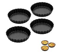ZeBQrphio Tart Tin, 4-Piece 10x2 cm Quiche Tin with Loose Base, Mini Tart Tins for Quiche and Cheesecake Preparation, Ideal for Home Bakers and Cooking Enthusiasts Creating Sweet Treats