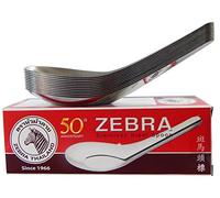 Zebra NO100000 Pack of 12 Thai Chinese Asian Stainless Steel Rice Soup Spoons High Quality, Silver