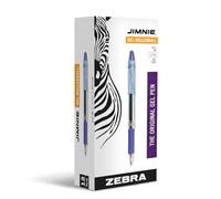 Zebra 44120 Jimnie Roller Ball Stick Gel Pen, Blue Ink, Medium (Pack of 12)
