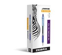 Zebra 44120 Jimnie Roller Ball Stick Gel Pen, Blue Ink, Medium (Pack of 12)