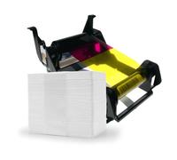 Zebra 800011-140 Printer Ribbon Bundle, 100 Prints with 100 Blank Cards | for Zebra ZXP Series 1 Plastic Card Printer only