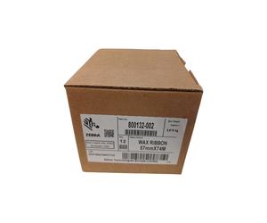 ZEBRA 800132-002 Box Of 12 X Wax Ribbon 57Mm X 74M