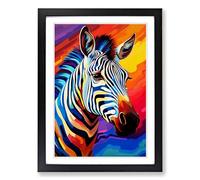 Zebra Abstract Framed Print | A2 Black Framed Wall Art | Ready to Hang | Abstract Animal Picture | Living Room Bedroom Lounge Office