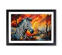 Zebra Abstract Framed Print | A2 Black Framed Wall Art | Ready to Hang | Abstract Animal Picture | Living Room Bedroom Lounge Office