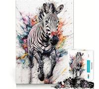 Zebra Abstract Watercolor 1000-piece Jigsaw Puzzles Brain Fun Training Seamless Fit Precise Pieces Fascinating Hobby for Idle Moments (50x75cm)