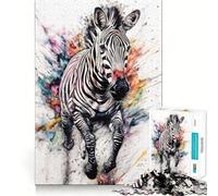 Zebra Abstract Watercolor Adults 1000 Piece Jigsaw Puzzle Focus Memory Game Zero Gap Compact Fun for Family Game Time (38x52cm)