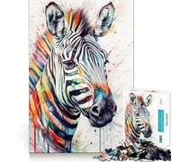 Zebra Abstract Watercolor Jigsaw 1000 Pieces for Adults Memory Fun Game Expert Cutting Craftsmanship Relaxing Indoor Group Activity (50x75cm)