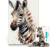 Zebra Abstract Watercolor Jigsaw Puzzle 1000 Piece Cognitive Fun Play Precise Interlock Structure Bonding Activity for Loved Ones (50x75cm)