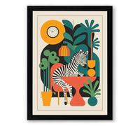 Zebra Among Botanicals Maximalist Framed Wall Art Print A2 (59.4×42cm) Black, Wall Decor for Living Room, Bedroom, Office & Home, Ready to Hang, Art Gift