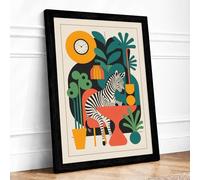 Zebra Among Botanicals Maximalist Framed Wall Art Print A3 (42×29.7cm) Black, Wall Decor for Living Room, Bedroom, Office & Home, Ready to Hang, Art Gift
