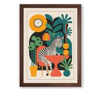 Zebra Among Botanicals Maximalist Framed Wall Art Print A3 (42×29.7cm) Walnut, Wall Decor for Living Room, Bedroom, Office & Home, Ready to Hang, Art Gift