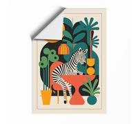 Zebra Among Botanicals Maximalist Unframed Wall Art Print A2 (59.4×42cm), Wall Decor for Living Room, Bedroom, Office & Home, Art Gift