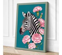 Zebra Among Carnations Canvas Wall Art Print 30x20 Inch