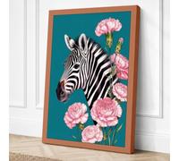 Zebra Among Carnations Modern Canvas Wall Art Print 30x20 Inch (76 x 51 cm)