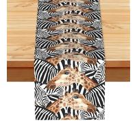 Zebra and Giraffe Multi Purpose Table Runner for Home Decor, Printed Table Cloth for Kitchen Table, Countertops & Dining Area