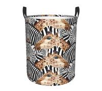 Zebra And Giraffe Print Laundry Baskets Hamper With Handles,Decorative Basket For Living Room Pillows, Blankets,Clothes