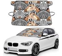 Zebra And Giraffe Print Windshield Cover For Ice And Snow, Universal Fit For Car Suv, 600d Oxford Fabric Frost Protector