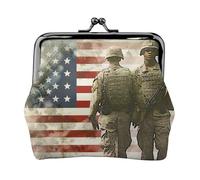 Zebra and Giraffe Prints Coin Purses with Kiss-lock, PU Leather Mini Pouch Change Wallet for Men Women, US Military Soldiers Patriotic Memorial Day, One Size, Fashion