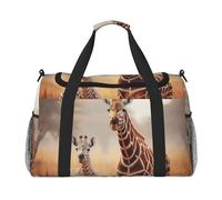 Zebra and Giraffe2 print Carry on Luggage for Women Men Shoulder Weekender Crossbody Bag for Yoga Travel Must Haves, Black, One Size
