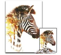 Zebra And Trees Double Exposure 1000 Piece Jigsaw Wooden Jigsaw Puzzles for Adults for Teenager & Families Perfect DIY Decor & BrainTeasing Challenge 1000 PCS(75x50cm)